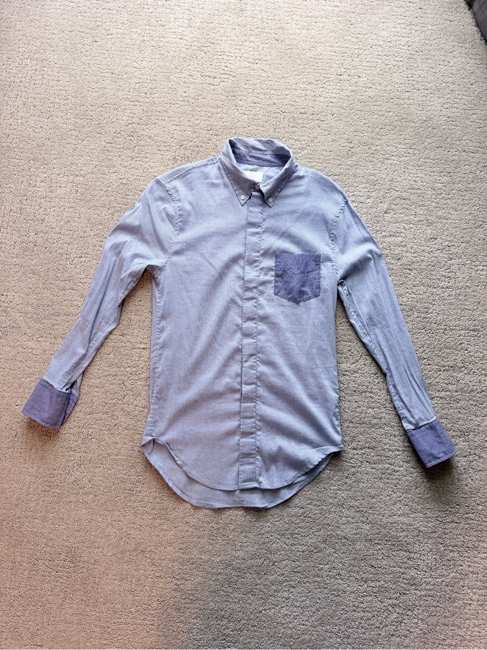 Band of outsiders pinstripe shirt with Contrast Pocket & Cuffs, size 0